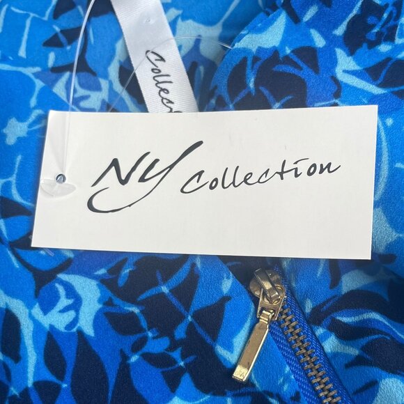 NY Collection Sleeveless Blouse Womens Small Blue Floral Zipper New - Picture 10 of 10
